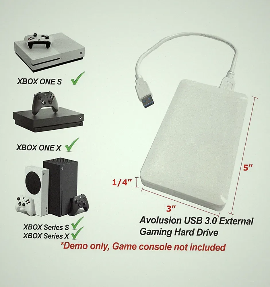 Avolusion 1TB USB3 Hard Drive (for Xbox One X, S & Series X|S - Pre-Formatted)